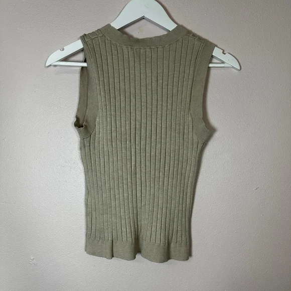 AND NOW THIS Beige Ribbed Knit Sleeveless Tank Top‎ Size L - Picture 3 of 6